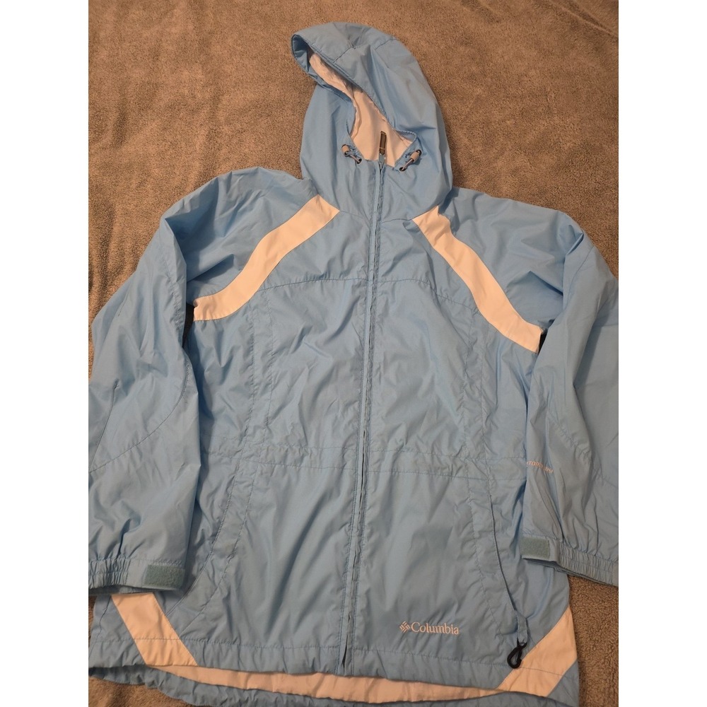 Columbia Womens Blue Hooded Packable Windbreaker Storm Dry Ski Winter Jacket M